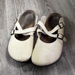 Birkenstock Cream Mules with Straps